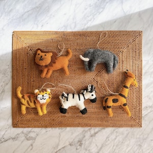 Safari animal Christmas ornament | Lion Christmas ornament, Tiger ornament, Zebra ornament, Needle felted, Unique Christmas Gift