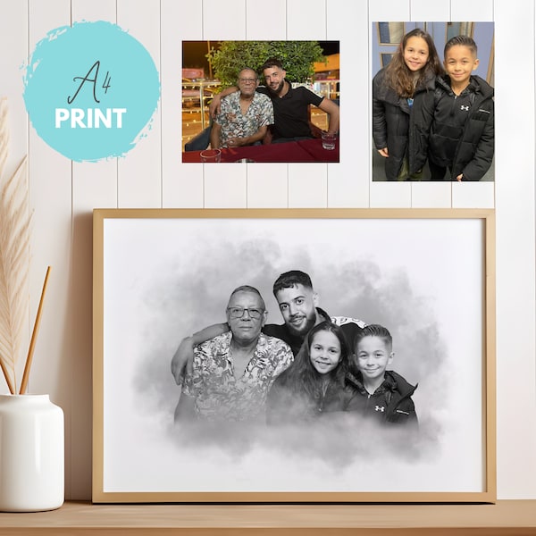 Combine Multiple Separate Photos into a Family Portrait, Memorial Lost Loved One gift idea, Mothers day special occasion gift for her