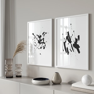 Set of 2 Black Prints - Black Minimalist Print Set - Monochrome Abstract Art Prints - Black Abstract Art Prints - Black Art, Abstract Art