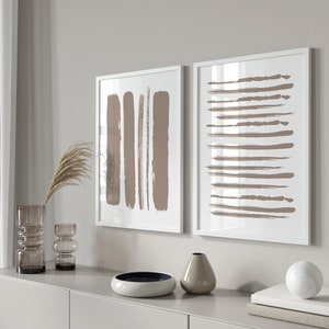 Set of 2 Brown Prints - Minimalist Prints, Brown Wall Art - Brown Abstract Art - Minimalist Wall Art - Brown Art, Scandi Wall Art