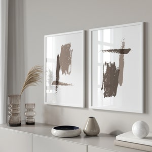 Set of 2 Brown Prints - Minimalist Prints, Brown Wall Art - Brown Abstract Art - Minimalist Wall Art - Brown Art, Scandi Wall Art
