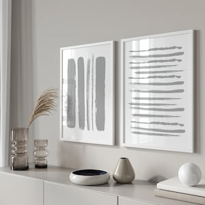 Set of 2 Grey Prints - Grey Minimalist Print Set - Grey Abstract Art Prints - Abstract Art Prints - Grey Art, Abstract Wall Art