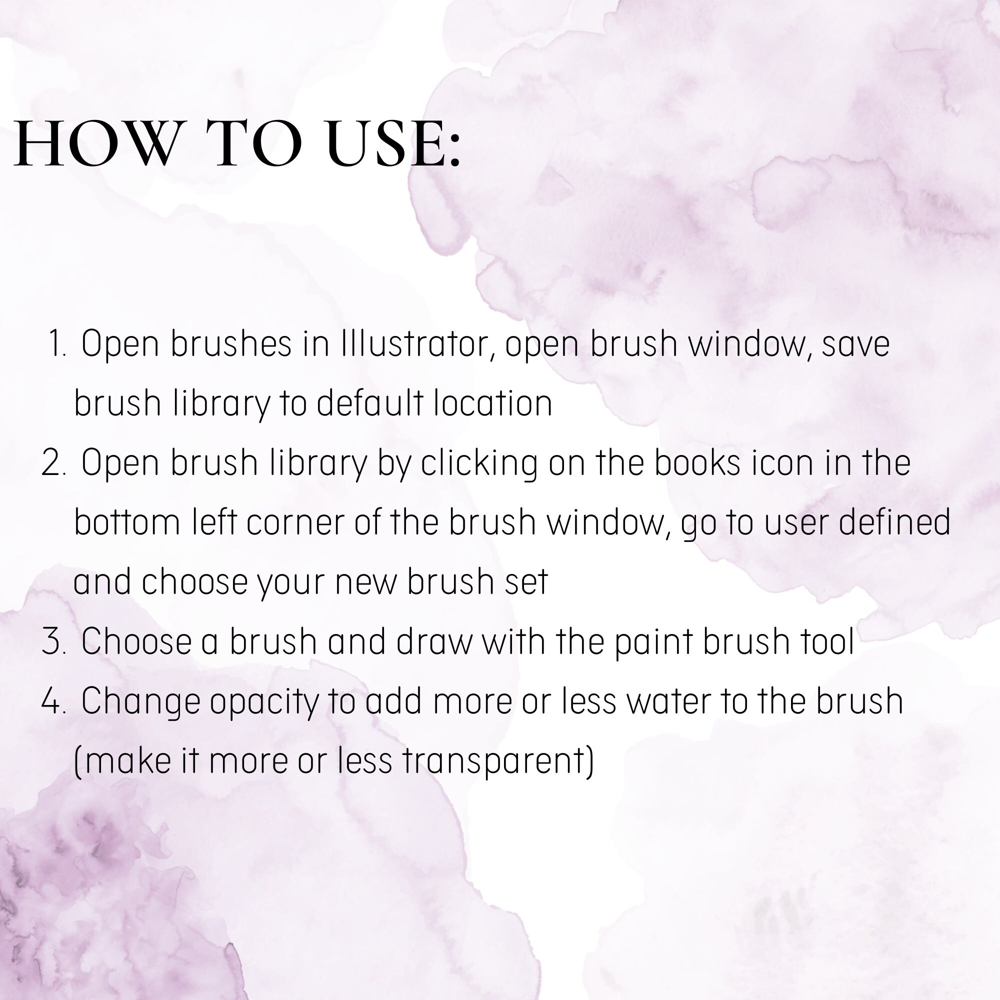 17 Watercolor Digital Brushes for Adobe Illustrator 300 Ppi Etsy