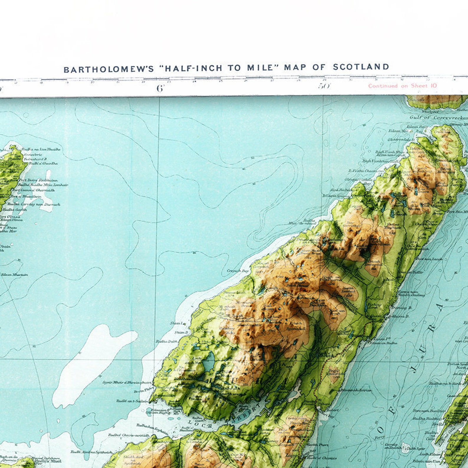 Islay and Jura Vintage map restored with striking 3D relief | Etsy