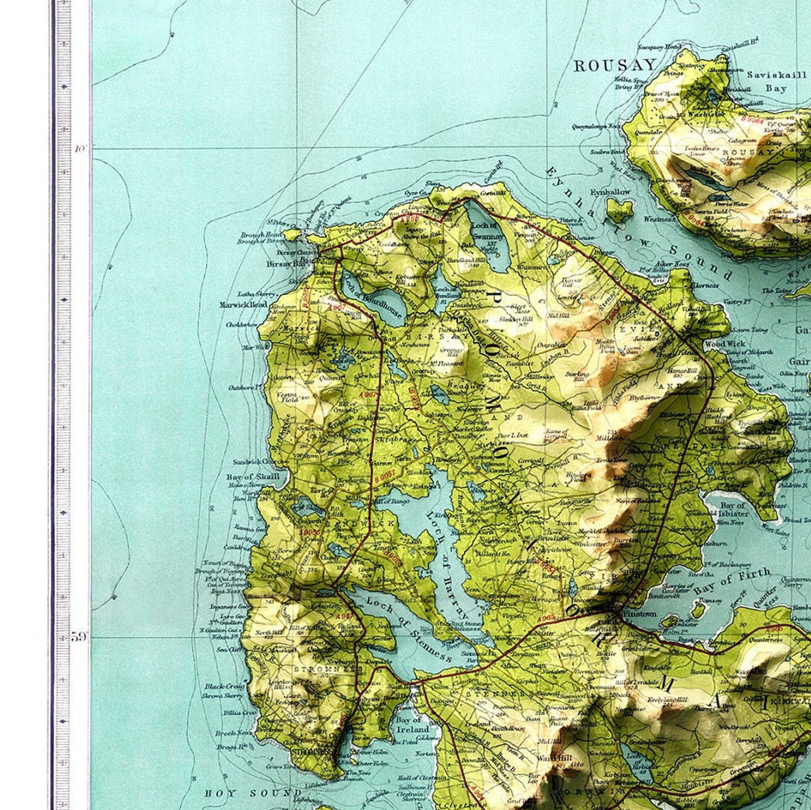 Orkney Vintage map restored with striking 3D relief effect | Etsy
