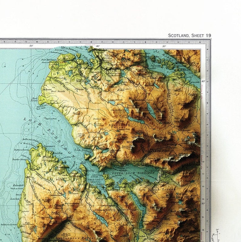 Isle of Skye Vintage map Restored with striking 3D relief Etsy