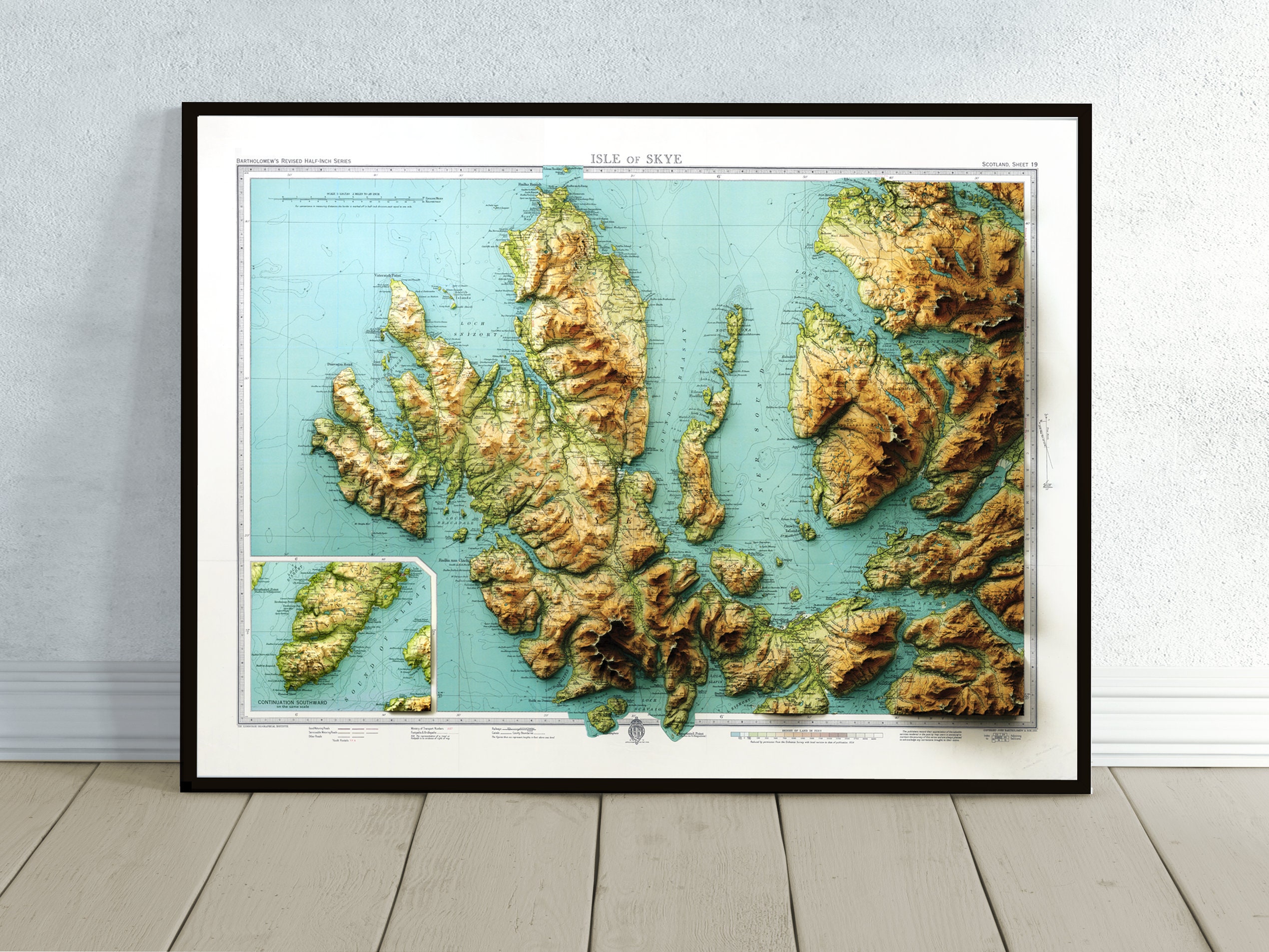 Isle of Skye Vintage map Restored with striking 3D relief Etsy