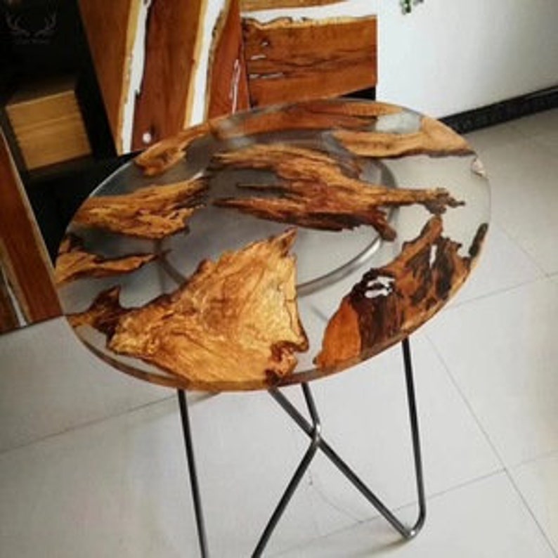 Epoxy Center Table Top, made of Natural Wood