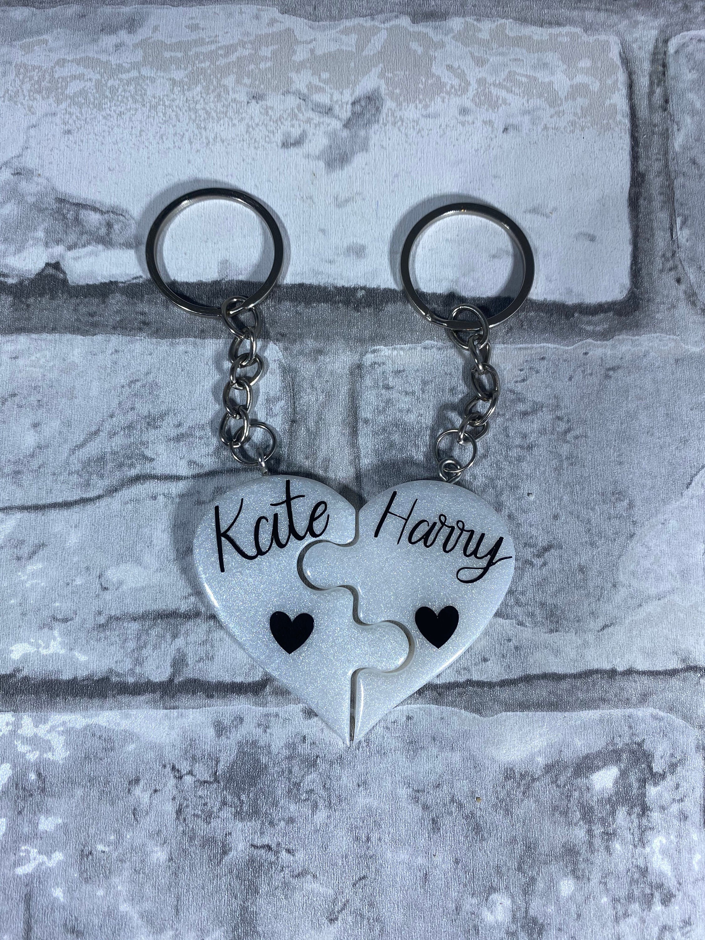 Personalised 2 Piece Jigsaw Heart Keyring Etsy