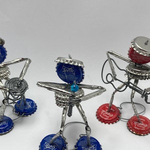 Folk Art Sprite And Coke Bottle Caps Band Drummer Singer Guitarist**Free Shipping**