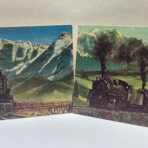 1960 Henk Bros Lithos Numbers 5735 And 5736 Two Trains Traveling The Country Side**Free Shipping**