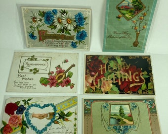 German Valentines Day Lot Of 6 1911 Embossed  Benjamin Franklin Green One Cent Stamp**Free Shipping**