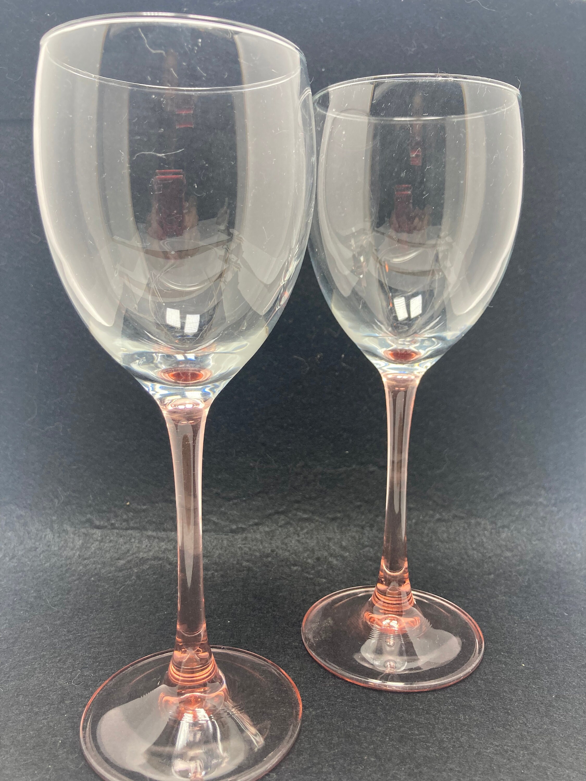 France Luminarc Pink Long Stem Crystal Wine Glasses Set of 2free