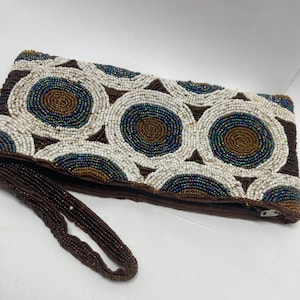 1960 MCM Multi Colored Beaded Clutch Wristlet Purse**Free Shipping**