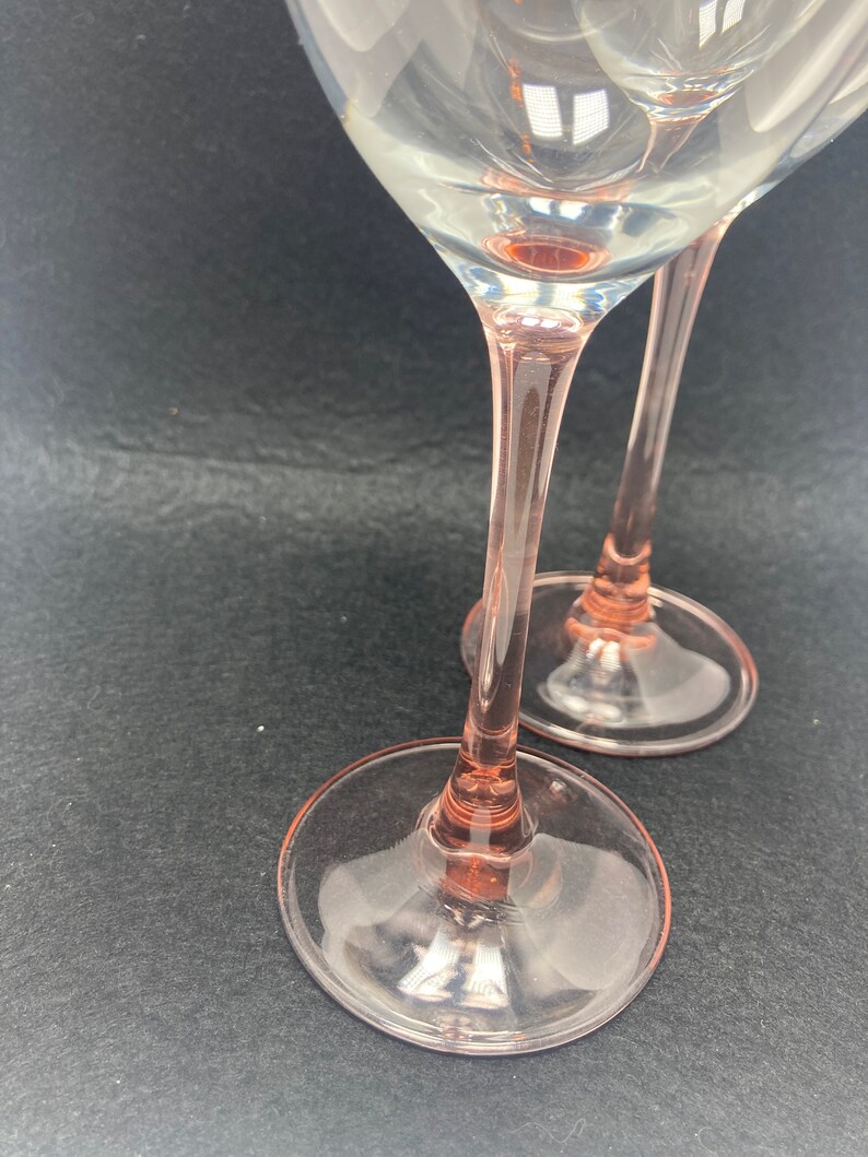 France Luminarc Pink Long Stem Crystal Wine Glasses Set of 2free