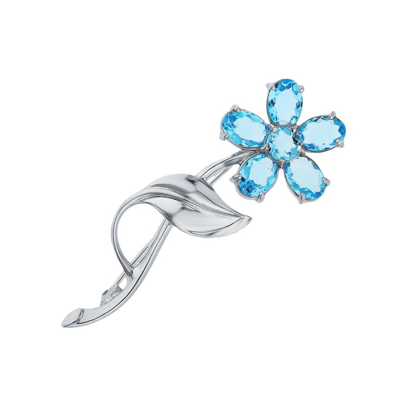 Brooch 925 Sterling Silver with Topaz inserts HandMade TOP Quality Silver Gift for Mom Vintage Sister Wife FREE SHIPPING
