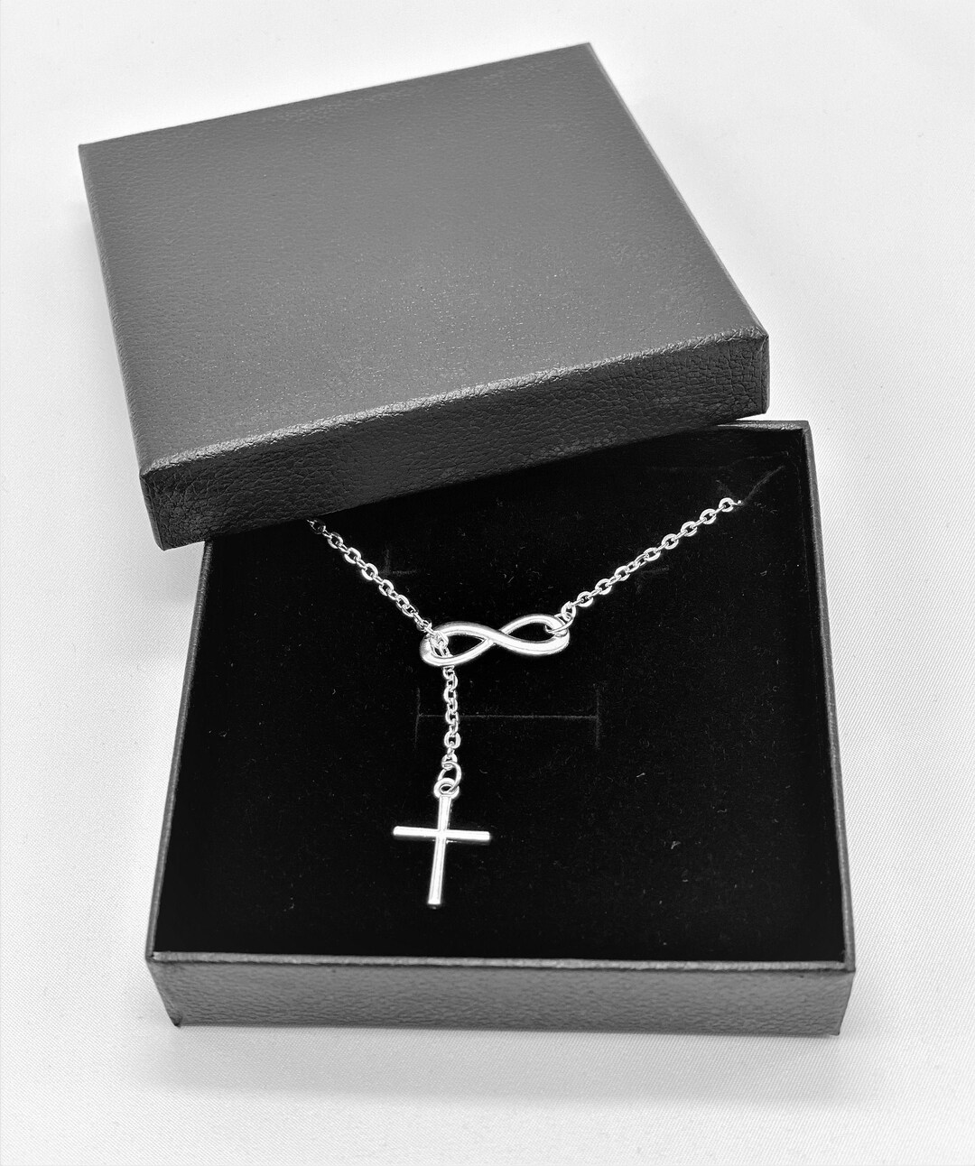925 Sterling Silver Plated Infinity Cross Pendant Women's Silver