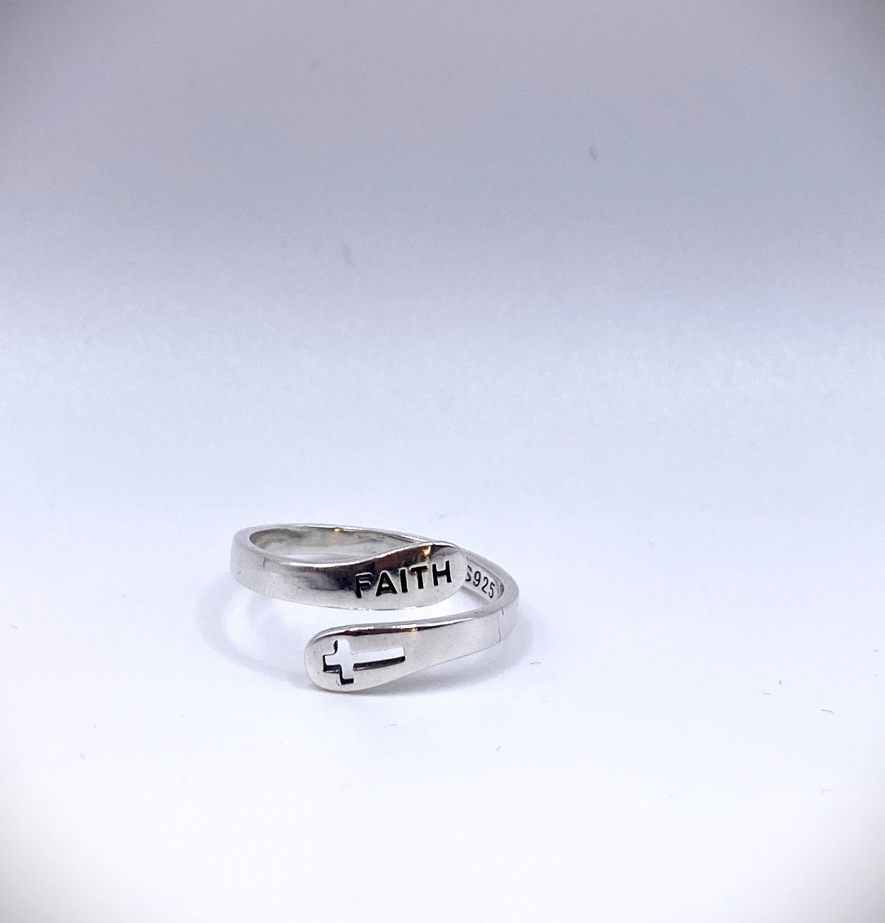 Faith Cross Ring 925 Sterling Silver Adjustable Ring Silver Etsy