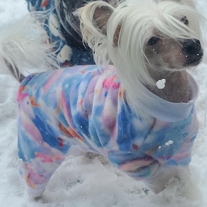 Chinese Crested Cuddle Fleece  custom dog PJs - Unicorn Dreams