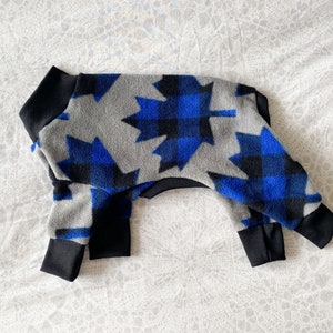 Chinese Crested PJs - Plaid Blue Leafs