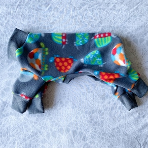 Chinese Crested Fleece PJs - Turtle Race - Grey