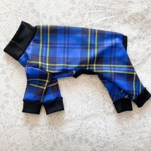 Chinese Crested Winter Snowsuit - Blue Plaid