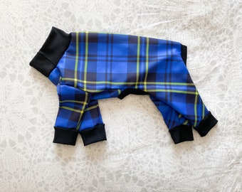 Chinese Crested Winter Snowsuit - Blue Plaid