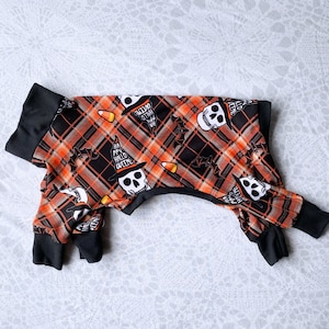 Chinese Crested Lightweight PJs - Happy Halloween -plaid