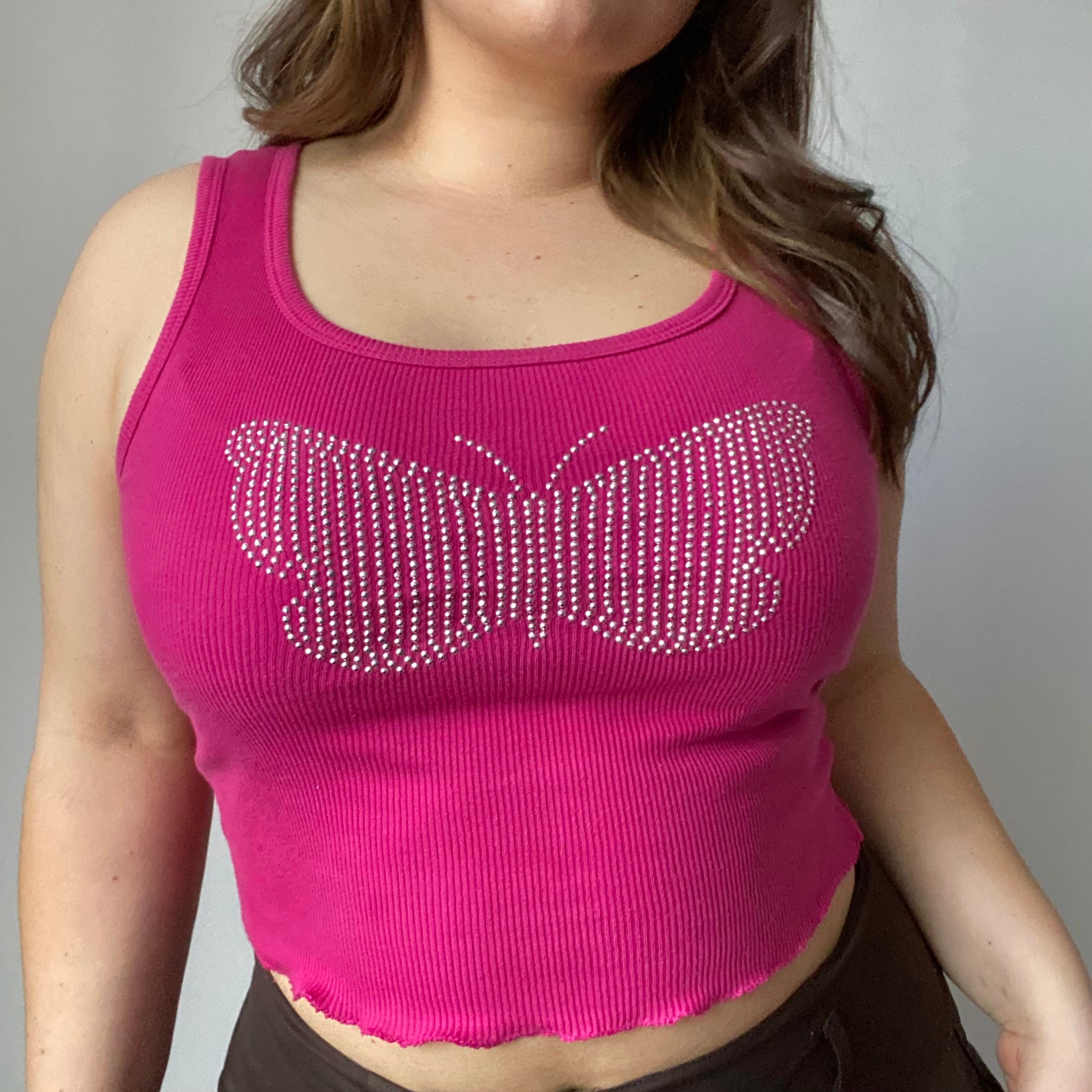 pink butterfly tank top