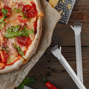 Pizza Spinner Set: Stainless Steel Turning Fork, Pizza Oven Tool