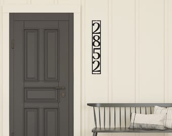 Vertical Metal House Number Sign: Traditional Steel Address