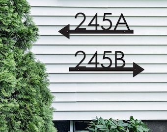 Metal Arrow Sign with House Number | Arrow Direction Sign
