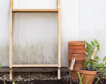 LARGE Cedar Garden Sifter for Compost, Dirt and Potting Soil - Made in The USA Rough Sawn Sustainable Cedar