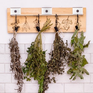 Herb Drying Rack Personalized Kitchen Herb Hanger Dry Herbs and Flowers Farmhouse Decor image 1