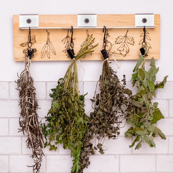 Herb Drying Rack - Personalized Kitchen Herb Hanger - Dry Herbs and Flowers - Farmhouse Decor