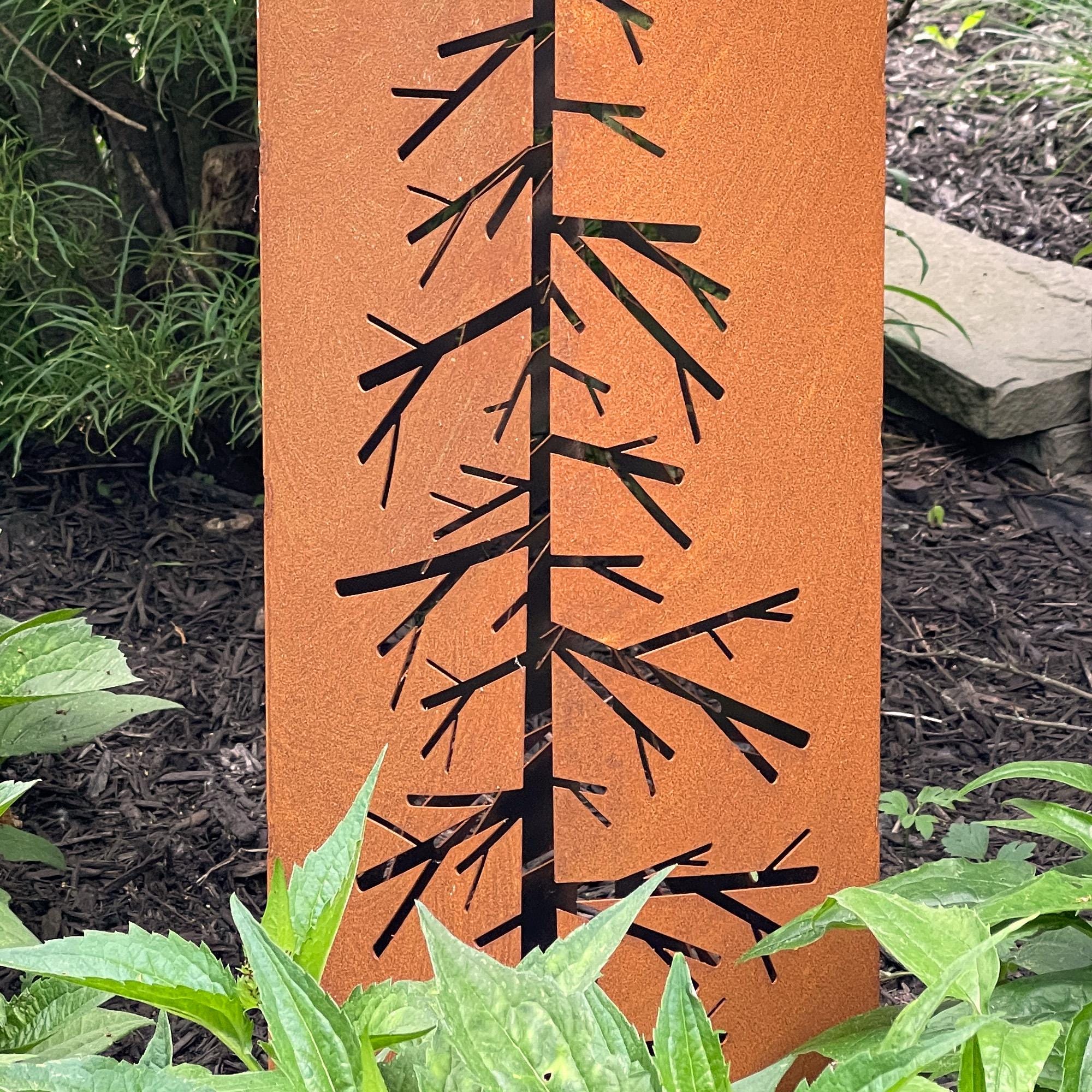 Rusted Metal Garden Column | Rusted Tree Garden Art | Rustic Sculpture Landscape Design
