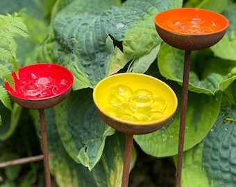 Bee Water Stations, Garden Water Cups for Birds Butterflies & Bees, Garden Decor - Set of 3