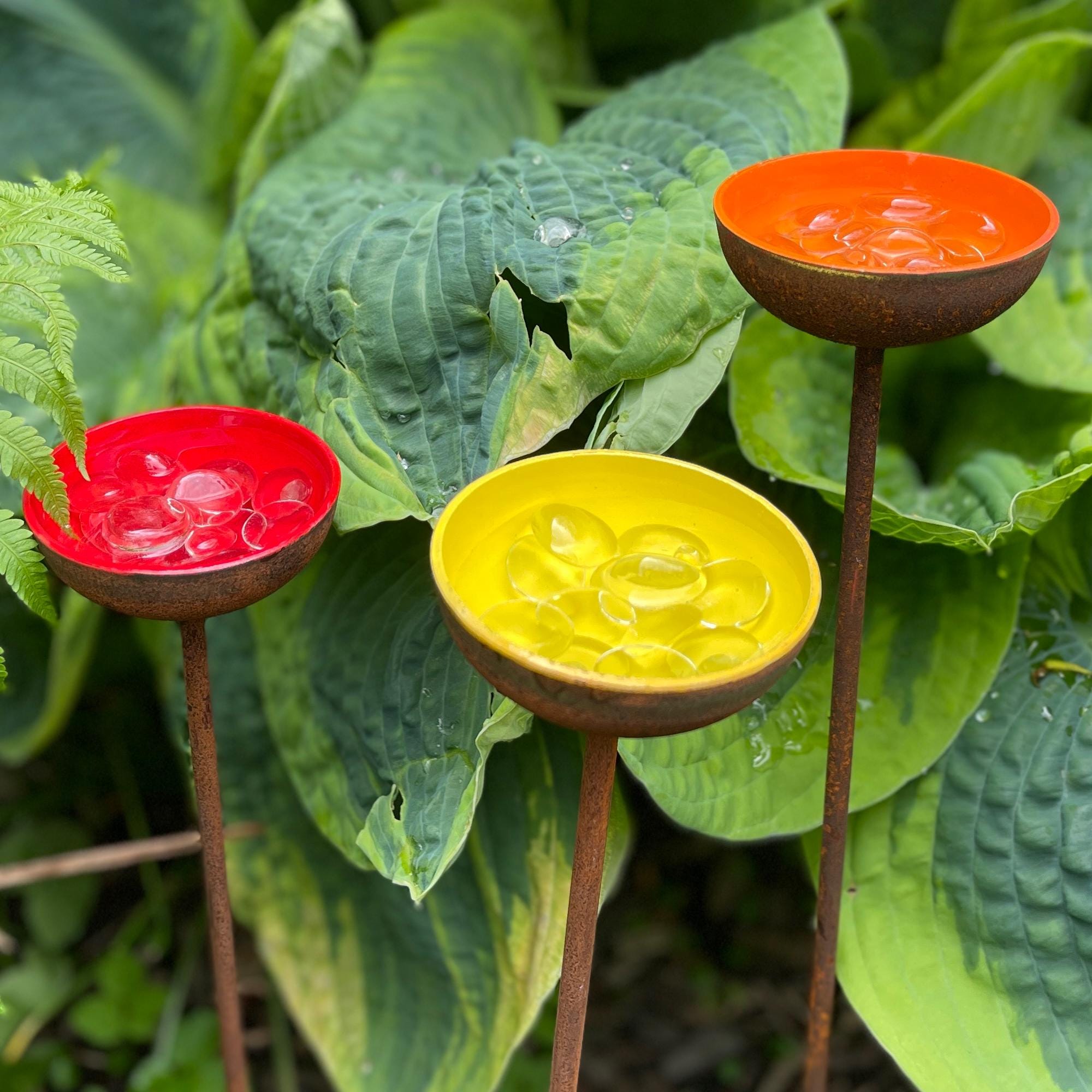 Bee Water Stations, Garden Water Cups for Birds Butterflies & Bees, Garden Decor - Set of 3