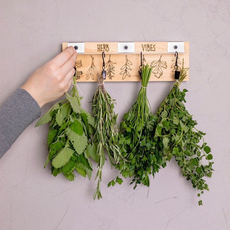 Herb Drying Rack Personalized Kitchen Herb Hanger Dry Herbs and Flowers Farmhouse Decor image 5