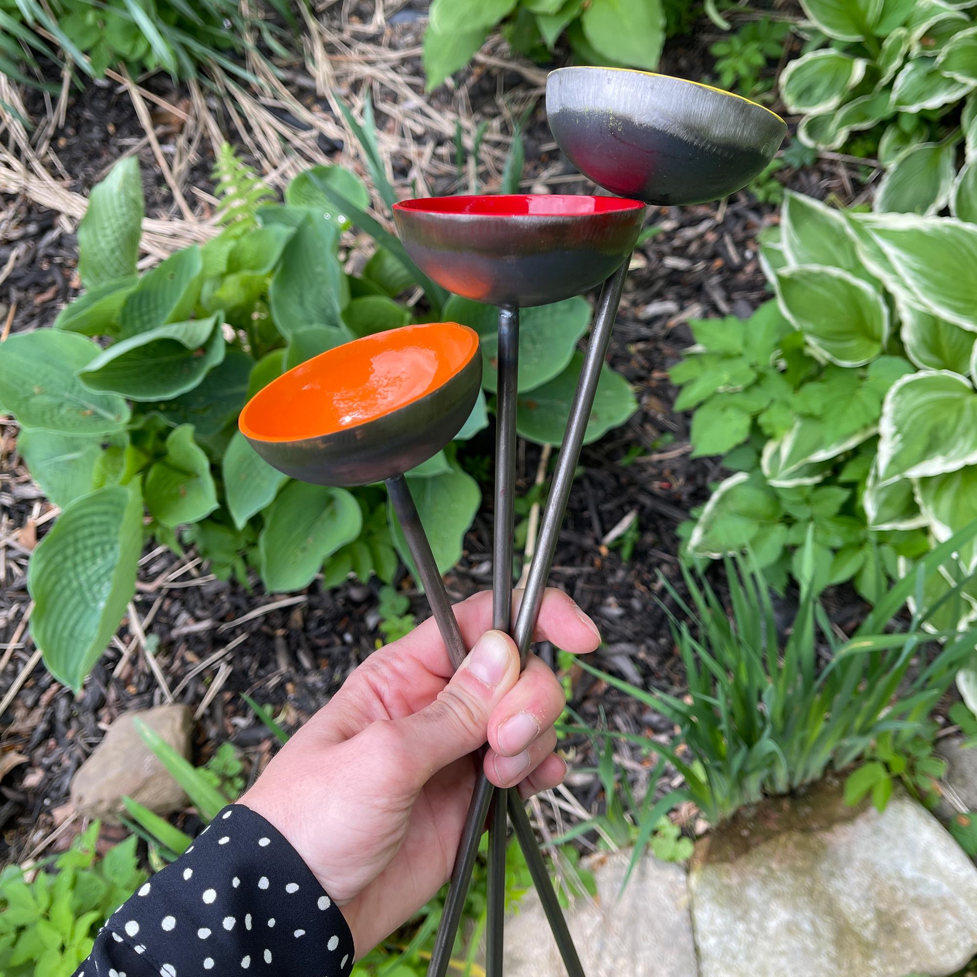Bee Water Stations, Garden Water Cups for Birds Butterflies & Bees, Garden Decor - Set of 3