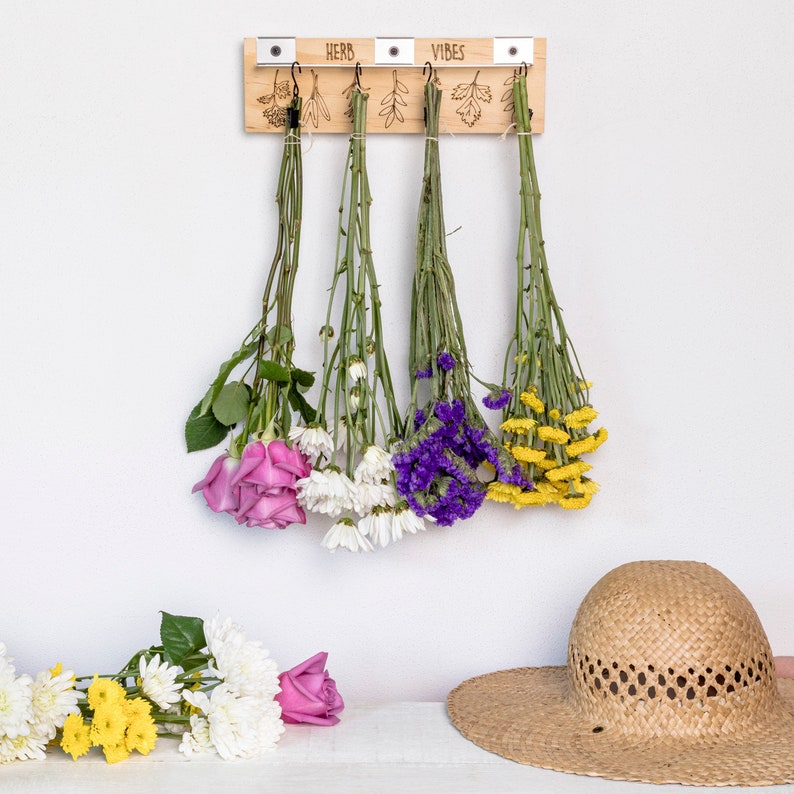 Herb Drying Rack Personalized Kitchen Herb Hanger Dry Herbs and Flowers Farmhouse Decor image 9