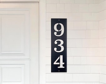 Vertical Metal House Number Sign: Custom Steel Address