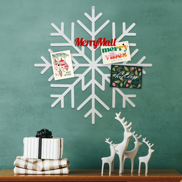 Merry Mail Christmas Card Holder - Snowflake Wall Decor