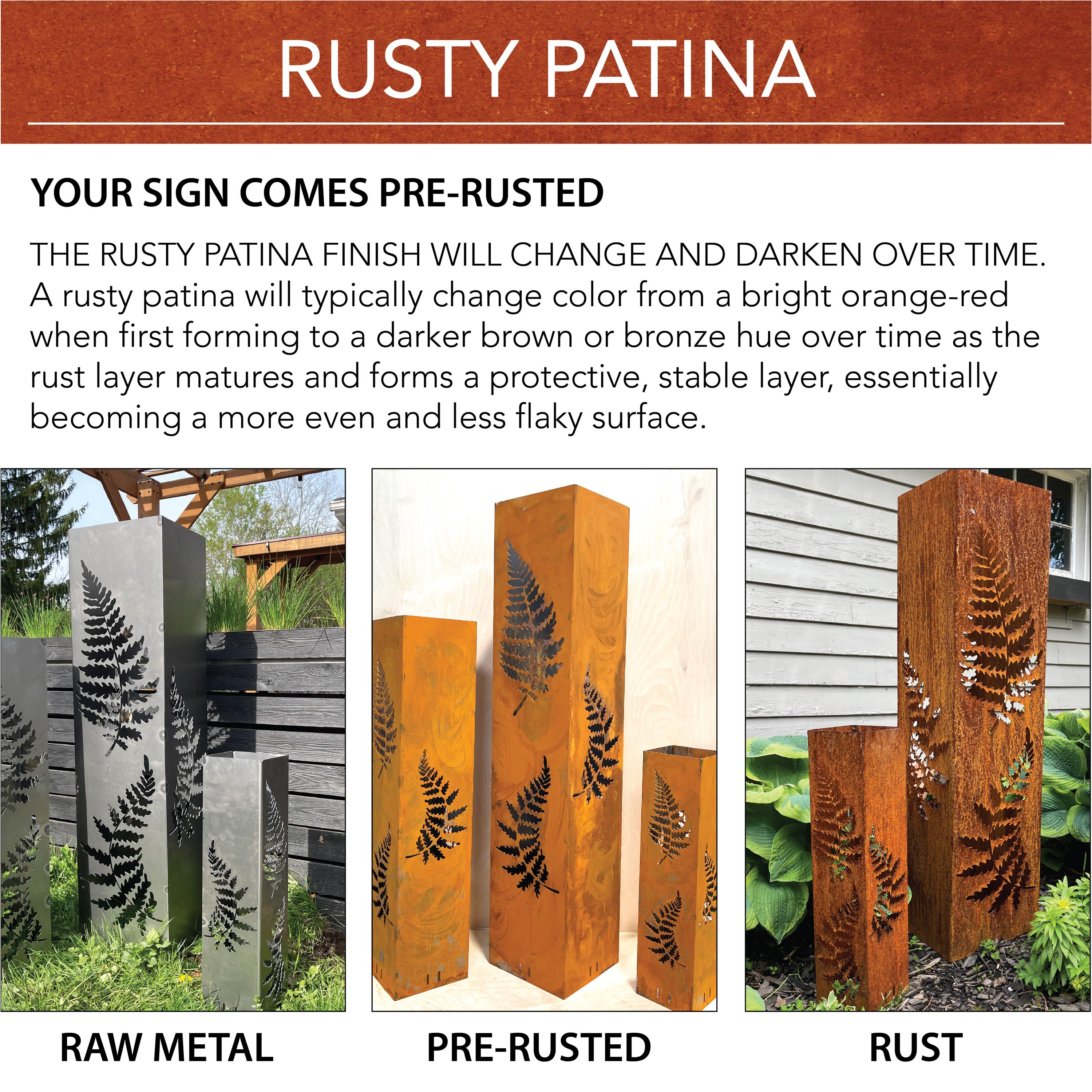 Rusted Cactus Garden Column | Southwestern Cactus Art | Rustic Bollard Sculpture Landscape Design