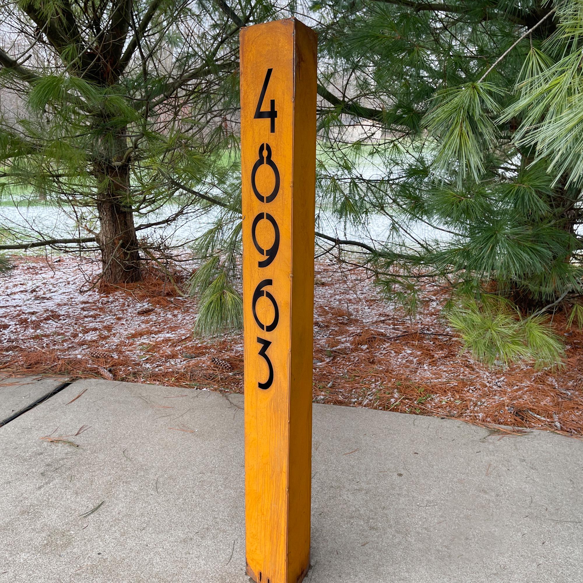 Rusted Driveway Marker Sign: Modern 3-sided Address Sign - Etsy