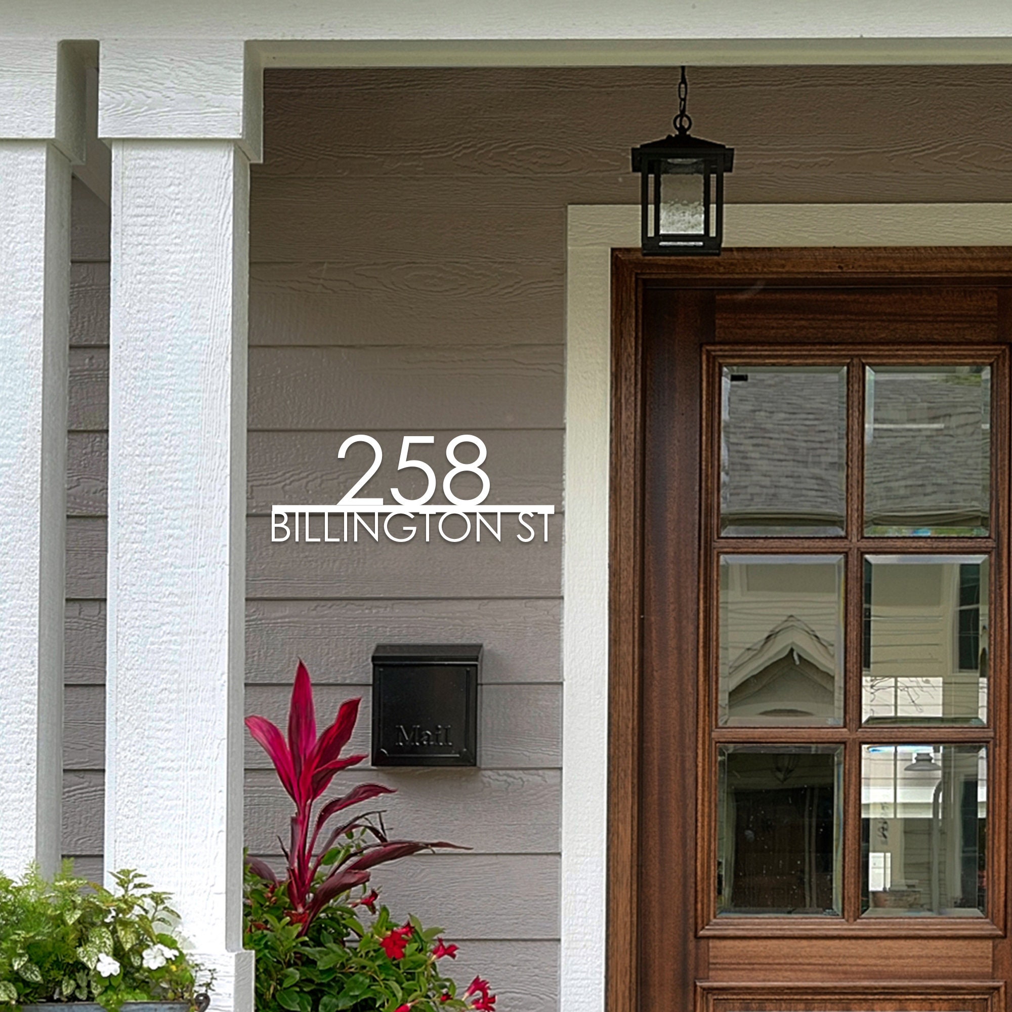 Modern Metal House Number Sign | House Address Sign with Street Name | Mid-Century Custom House Numbers | Steel Street Name