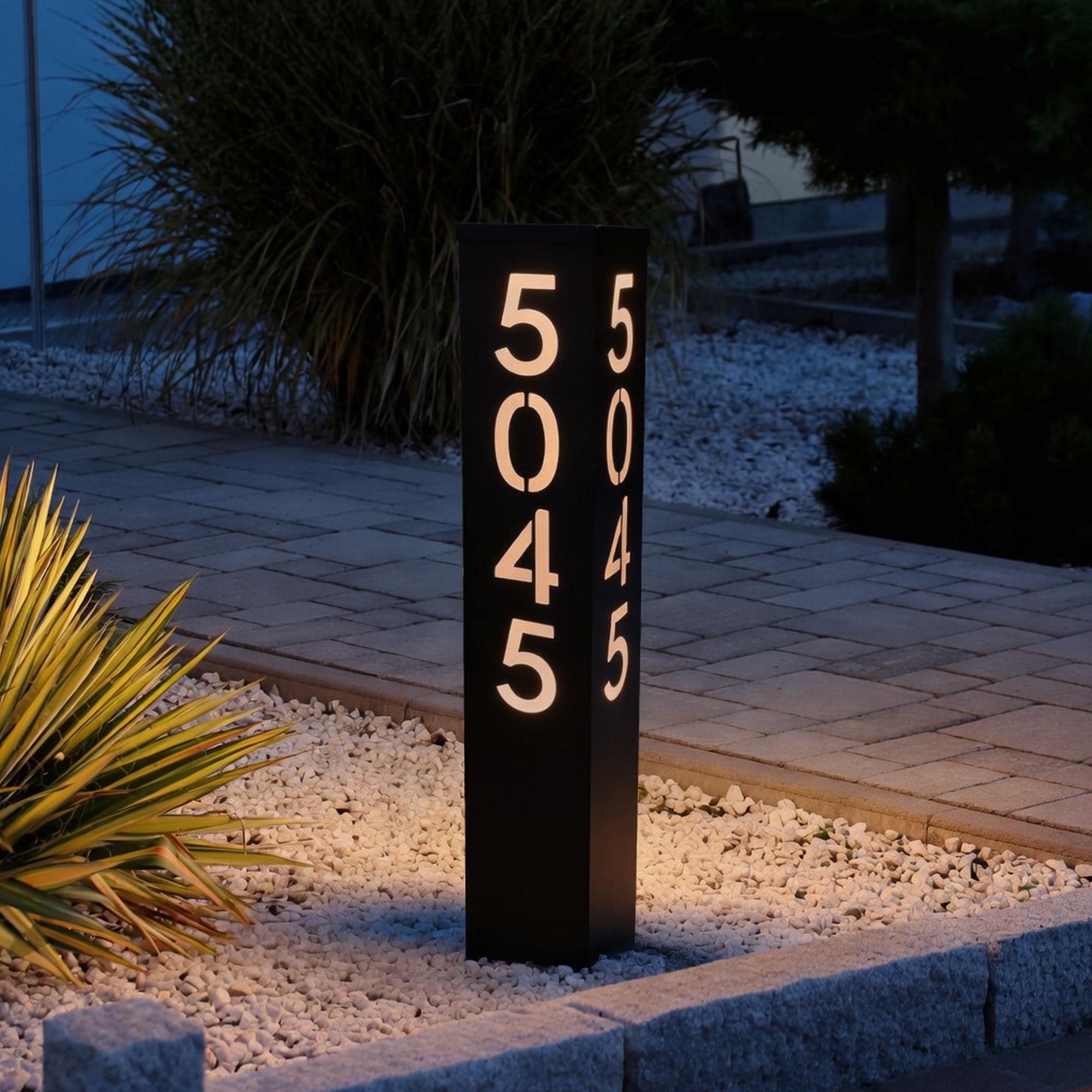 Modern Column House Number Sign: Black Finish With Solar Light - Etsy