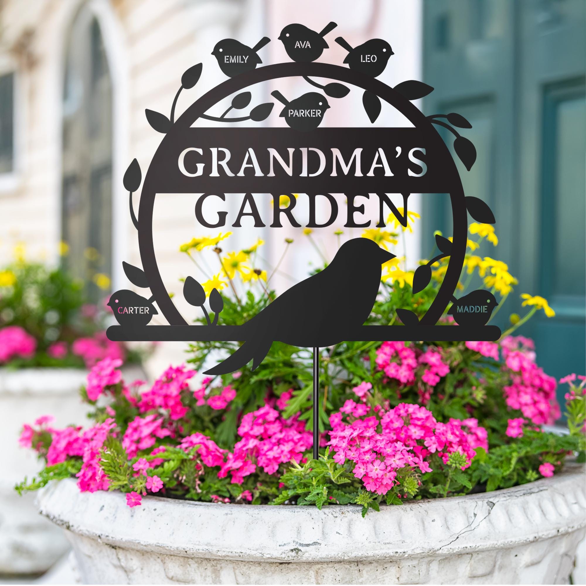 Personalized Mother's Day Garden Gift - Mothers Day Gifts for Grandma with Grandkid's Names - Mama's Birds - Custom Mother's Day Gift