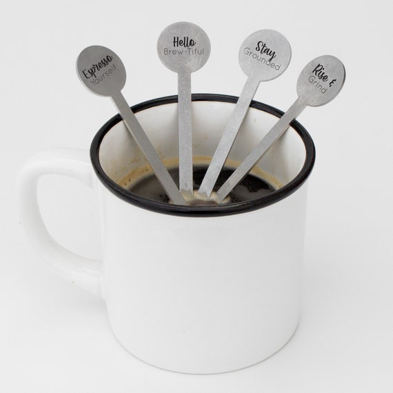 Coffee Pun Stirrers Positive Coffee Stir Sticks Set of 4 Eco
