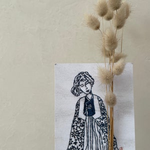 Meisje Jangot - 여자 ~ Carte Postale d'une reproductie de Broderie ~ Art Traditionnel ~ Corée